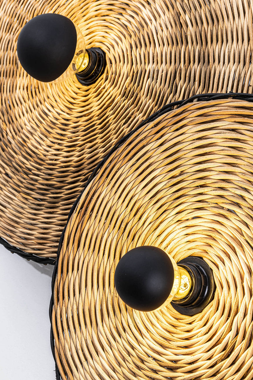 Faro COSTAS 400 H140 Lámpara aplique/plafón negra/ratán 62174-78