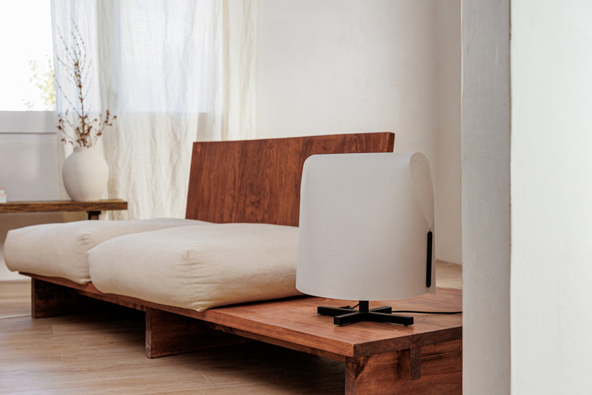 Faro LUANG M Lámpara sobremesa negra/beige 23002-57