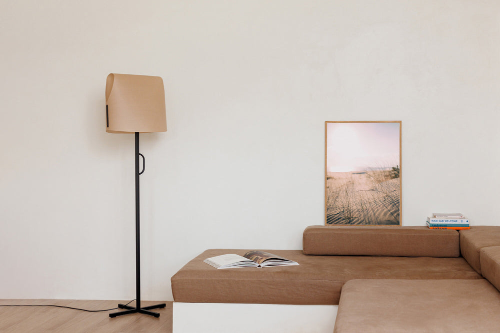 Faro LUANG Living room floor lamp black/camel 23003-60