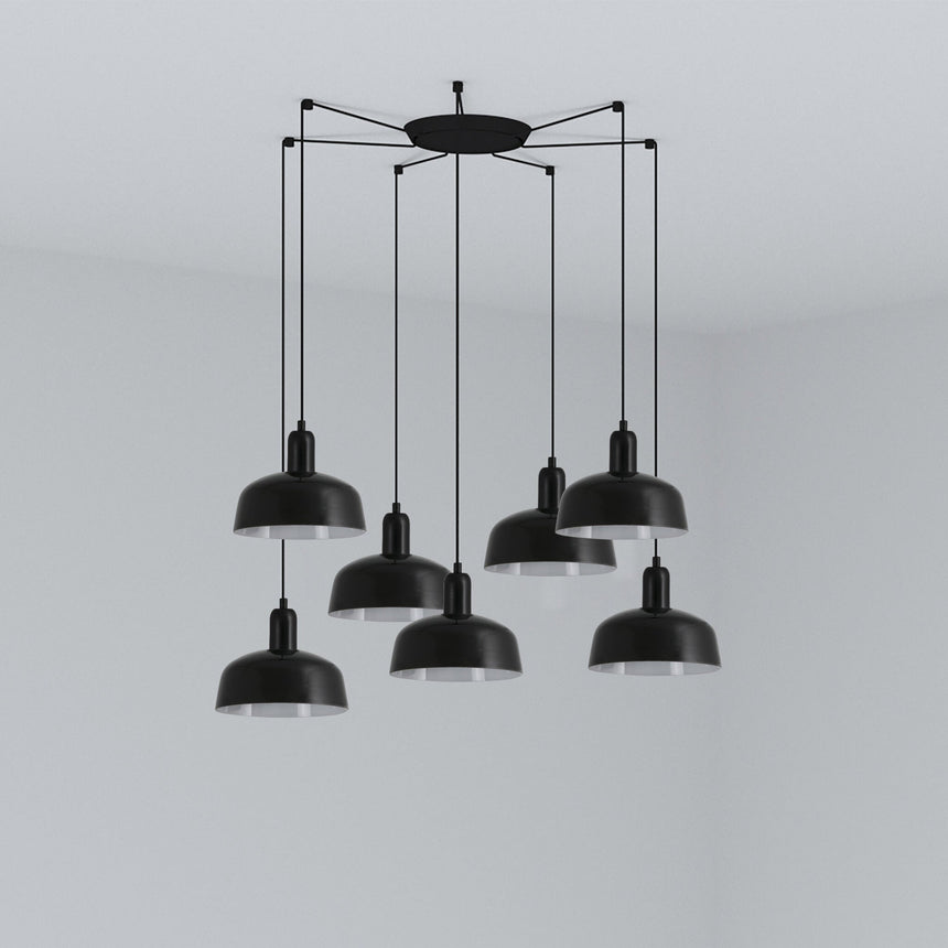 Lámpara de techo colgante Faro Tatawin S cristal 7 luces E27 negro — ref. 20340-117-7L (1)