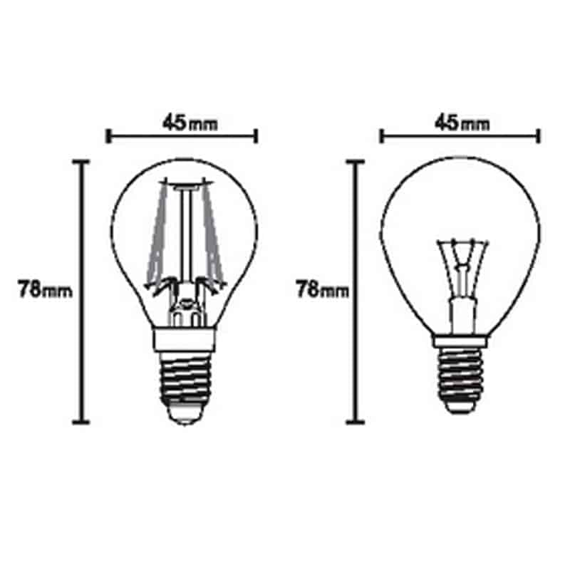 Plano de medidas - Mantra Bombilla LED 4W transparente 2700K R09114