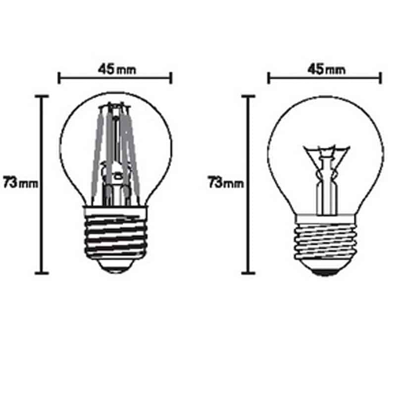 Plano de medidas - Mantra Bombilla LED 4W transparente 2700K R09132