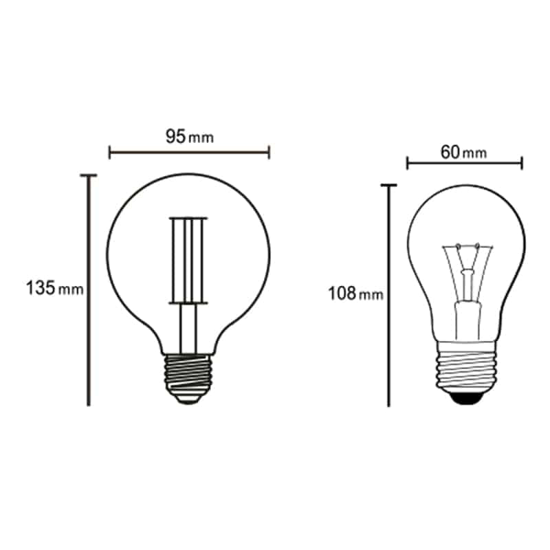 Mantra Bombillas E27 LED E27 8W 2200K 800lm G95 transparente R09204