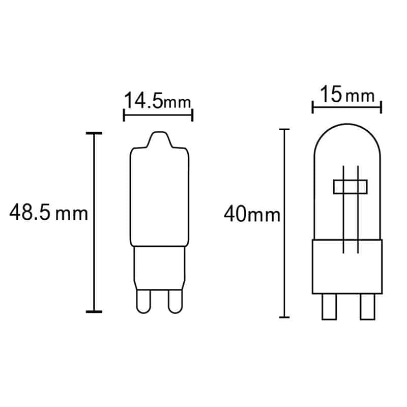 Plano de medidas - Mantra Bombilla G9 LED G9 2.5W 4000K 250lm transparente R09227