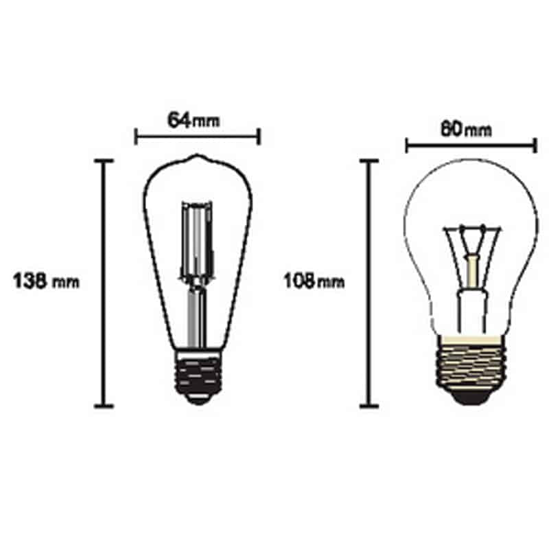 Plano de medidas - Mantra Bombilla LED 5W transparente 2200K R09228