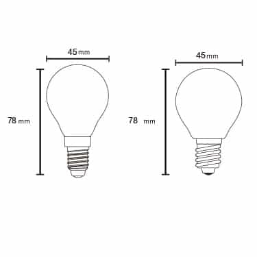 Plano de medidas - Mantra Bombilla E14 LED E14 6.5W 4000K 800lm blanco R09240