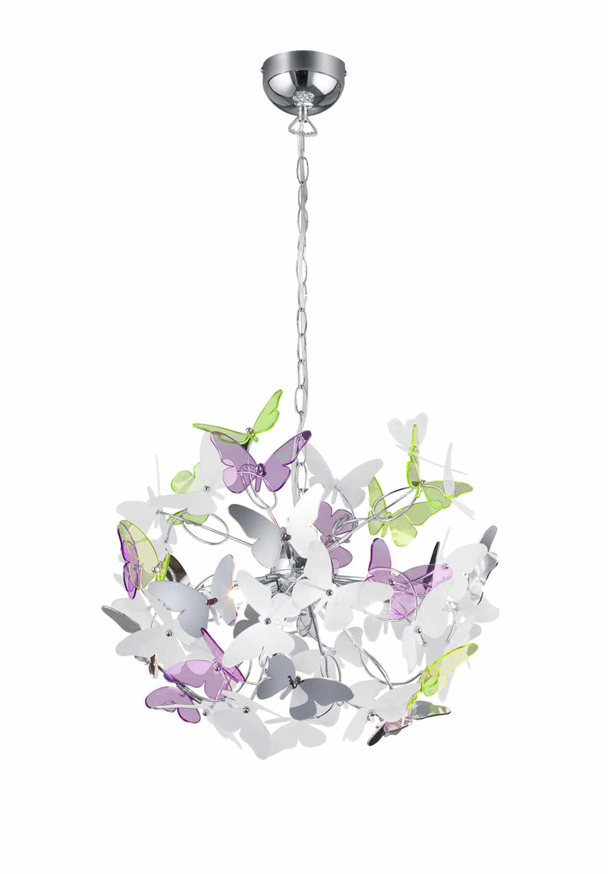 Trio Butterfly Chrome Metal Pendant Lamp R30214017