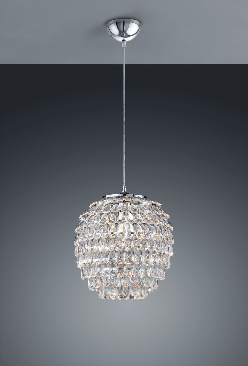 Lámpara de techo colgante Trio Petty LED cromo 2700K 160cm R30451906