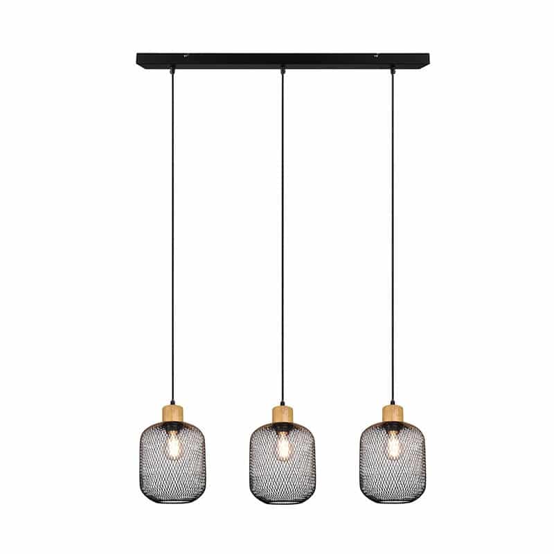 Trio Calimero Lámpara colgante de metal estera negra R30563032