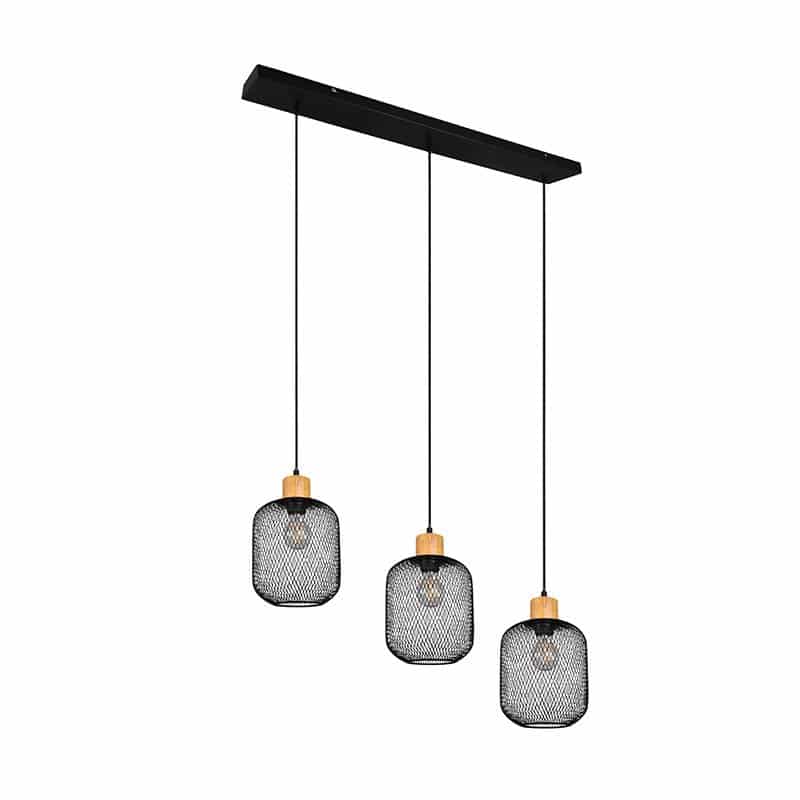 Trio Calimero Lámpara colgante de metal estera negra R30563032