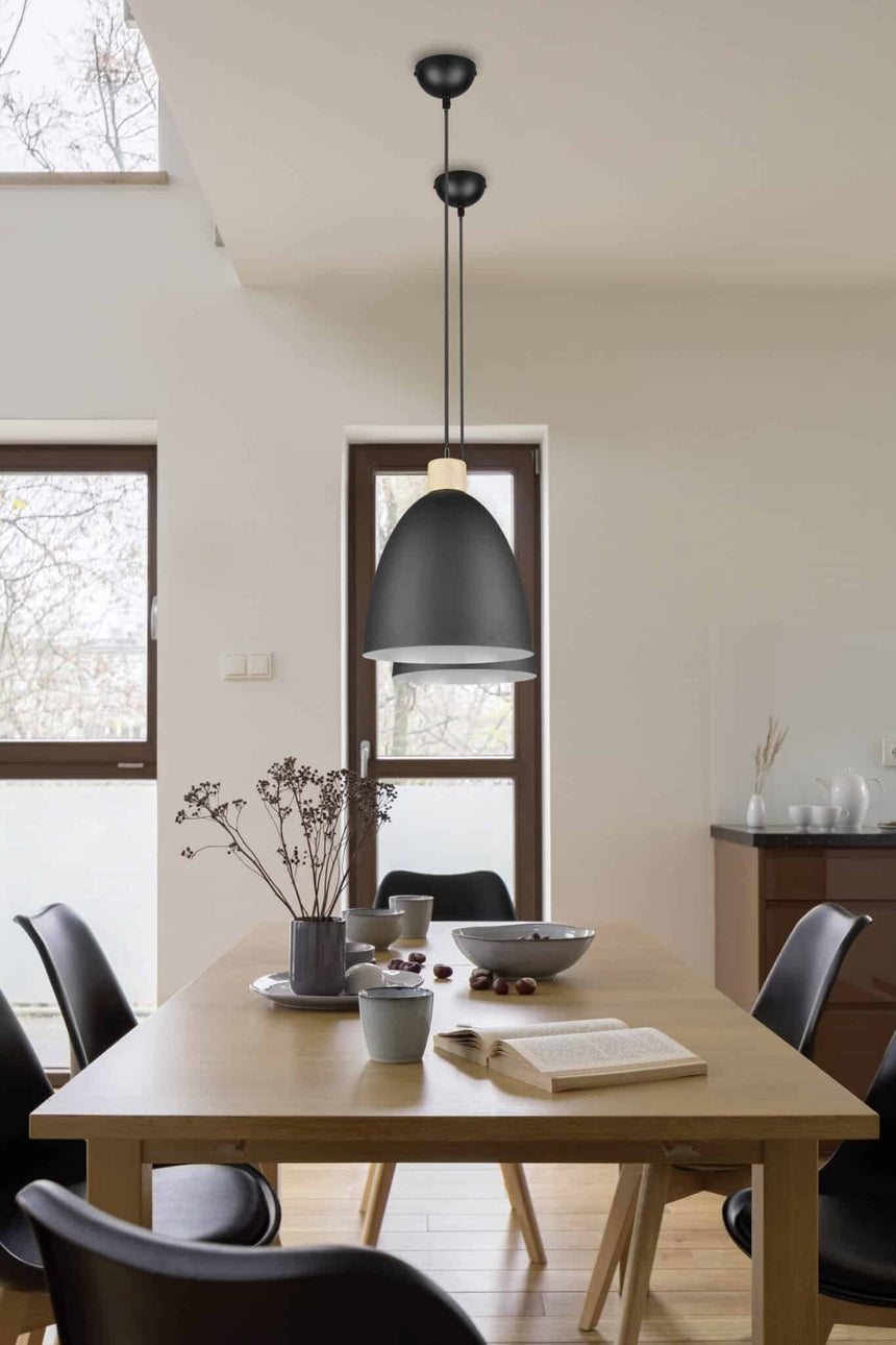 Trio Jagger Lámpara colgante de metal estera negra R30681032