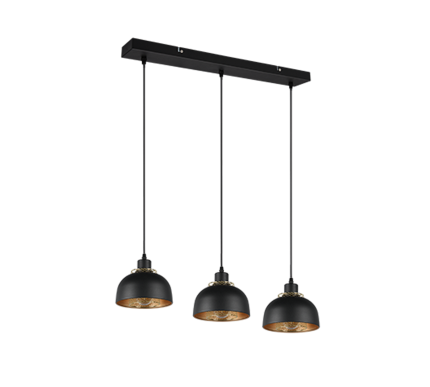 Lámpara de techo colgante Trio Punch LED negro mate 2700K 150cm R30813032