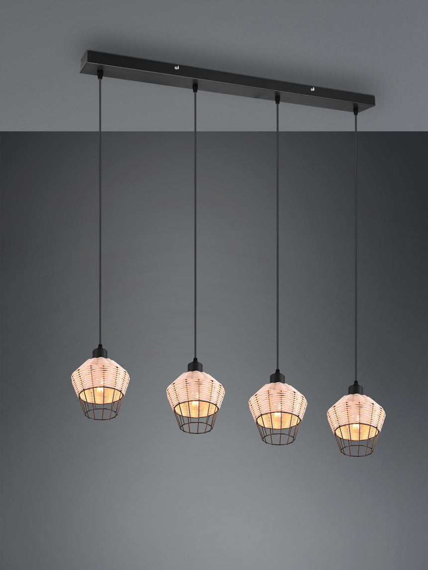 Lámpara de techo colgante Trio Borka 4 luces natural 150cm R31264036