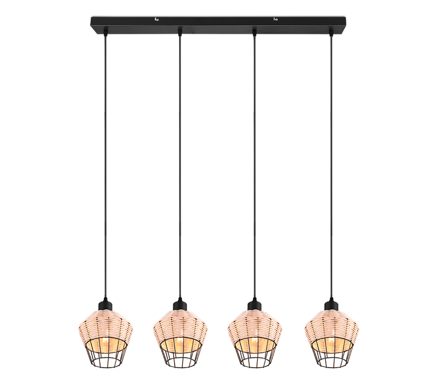 Lámpara de techo colgante Trio Borka 4 luces natural 150cm R31264036