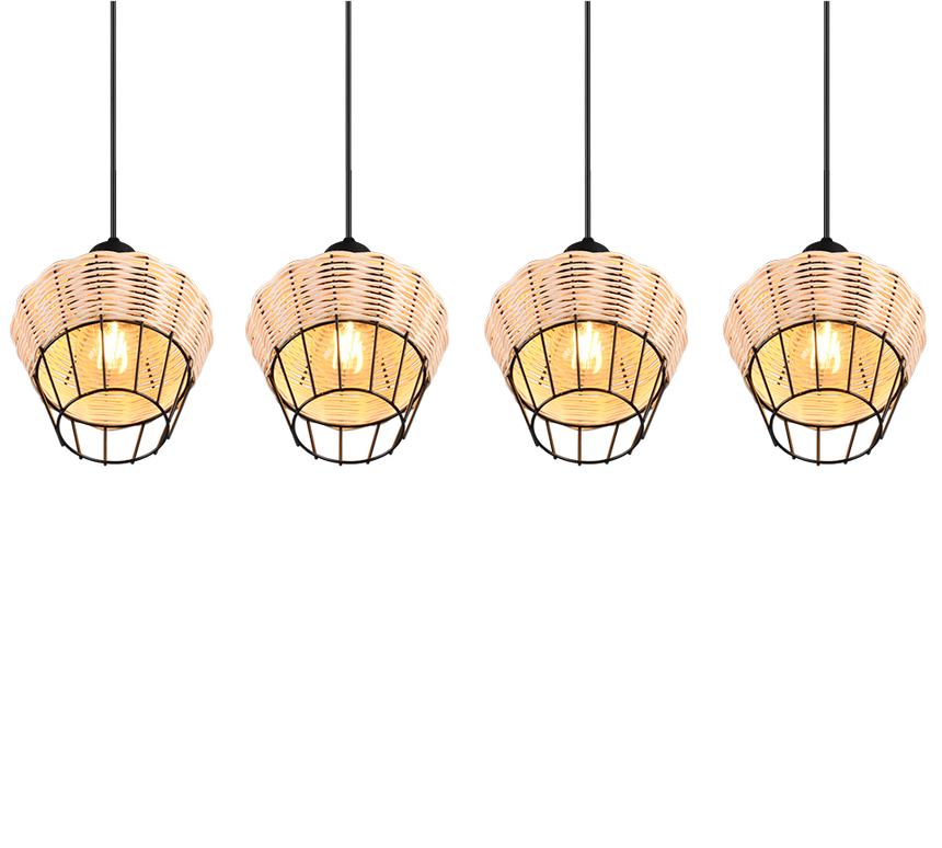 Lámpara de techo colgante Trio Borka 4 luces natural 150cm R31264036