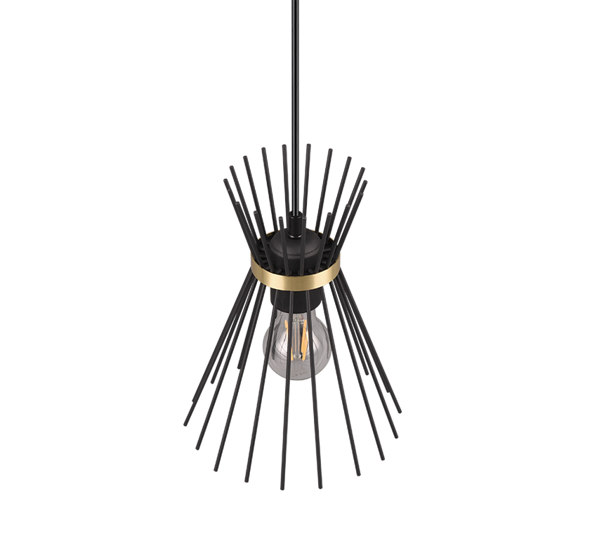 Lámpara de techo colgante Trio Rod LED negro y dorado 2700K 150cm R31531080