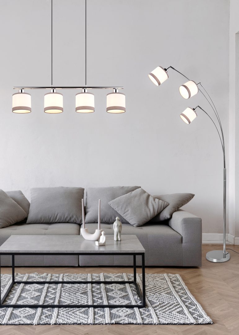Lámpara de techo colgante Trio Davos LED cromo 2700K 150cm R31554006
