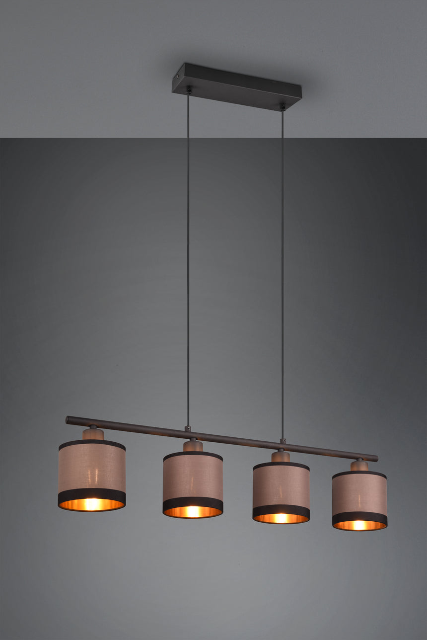 Lámpara de techo colgante Trio Davos LED negro mate 2700K 150cm R31554041