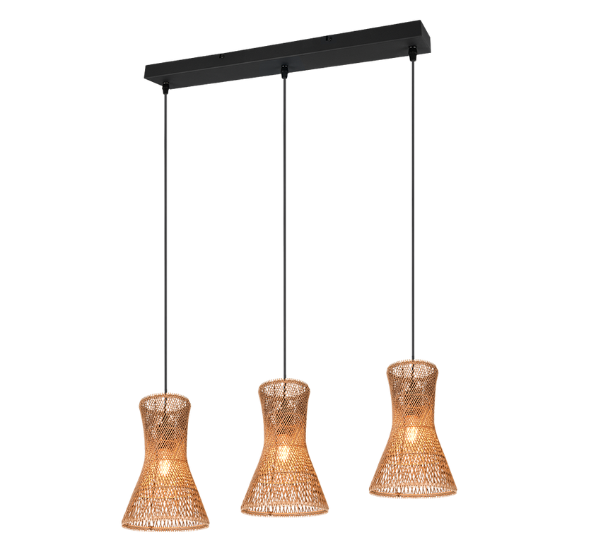 Lámpara de techo colgante Trio Bijou 3 luces negro mate 150cm R31833026