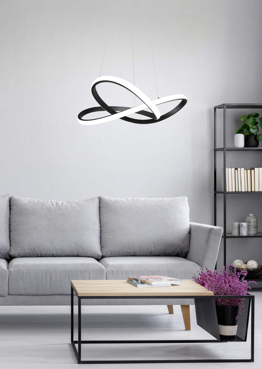 Trio Course Lámpara colgante LED de metal estera negra R32051432