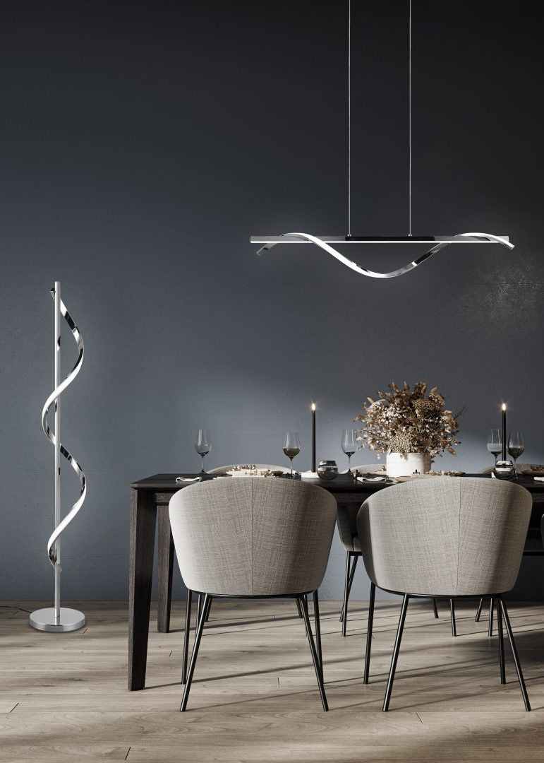 Lámpara de techo colgante Trio Isabel LED cromo 4000K 150cm R32201106