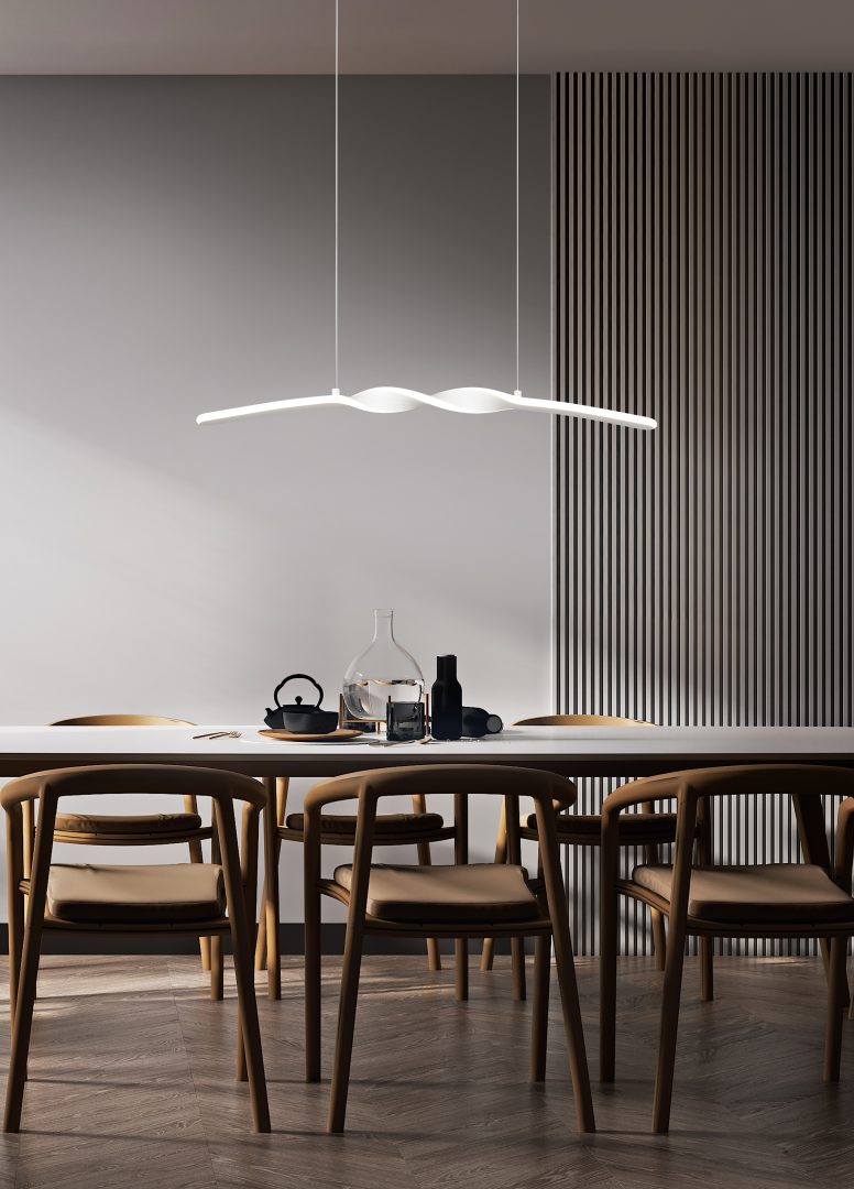 Lámpara de techo colgante Trio Ginko LED blanco mate 4000K 150cm R35791131