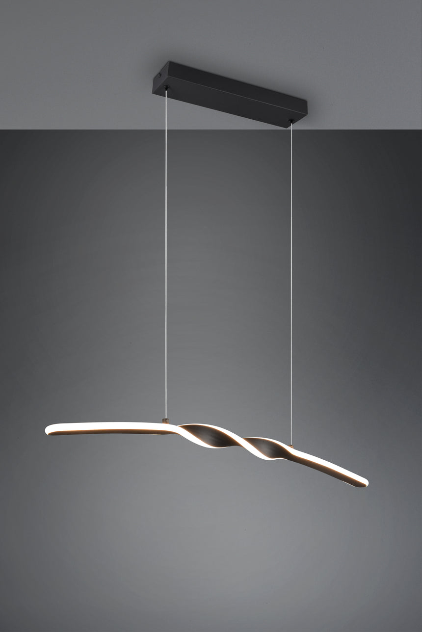 Lámpara de techo colgante Trio Ginko LED negro mate 3000K 150cm R35791132