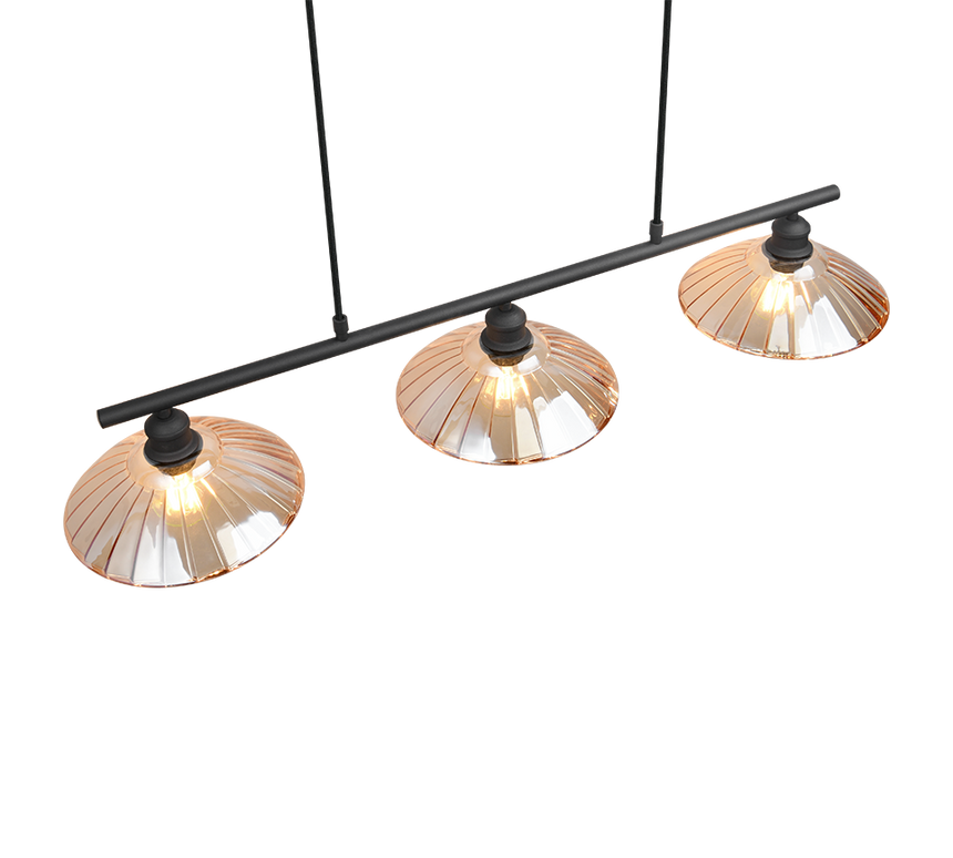 Lámpara de techo colgante Trio Eluna LED negro mate 2700K 150cm R36523032