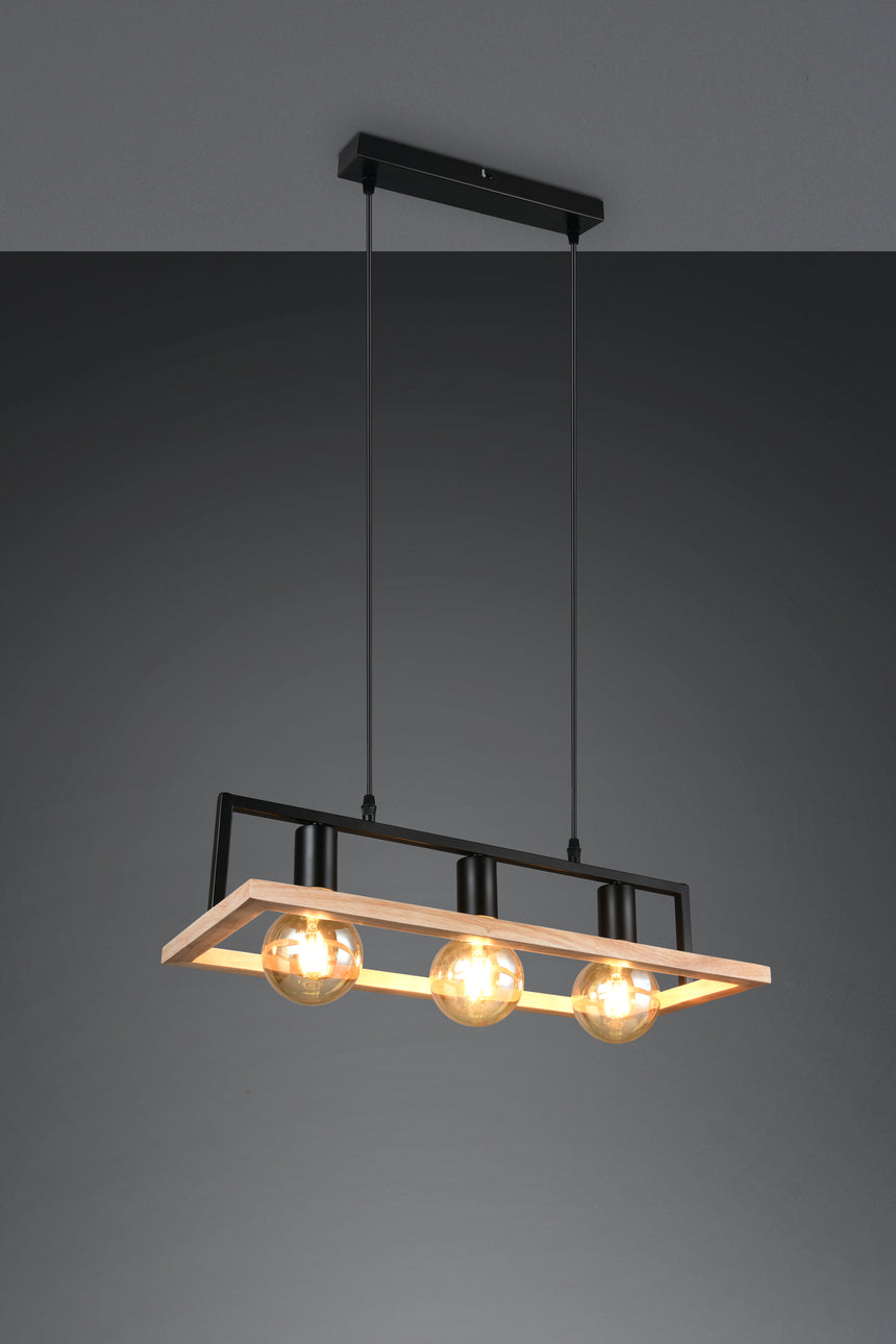 Lámpara de techo colgante Trio Bano LED negro mate 2700K 150cm R36693032