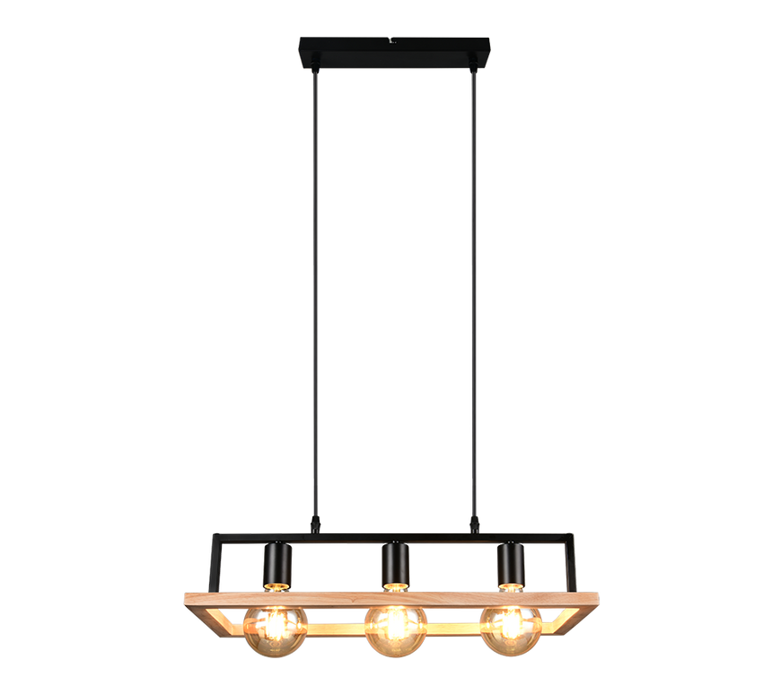 Lámpara de techo colgante Trio Bano LED negro mate 2700K 150cm R36693032