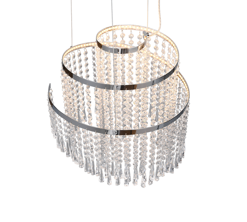 Lámpara de techo colgante Trio Pomp LED cromo CCT 150cm R37341106