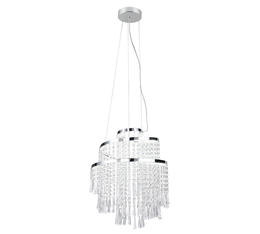 Lámpara de techo colgante Trio Pomp LED cromo CCT 150cm R37341106