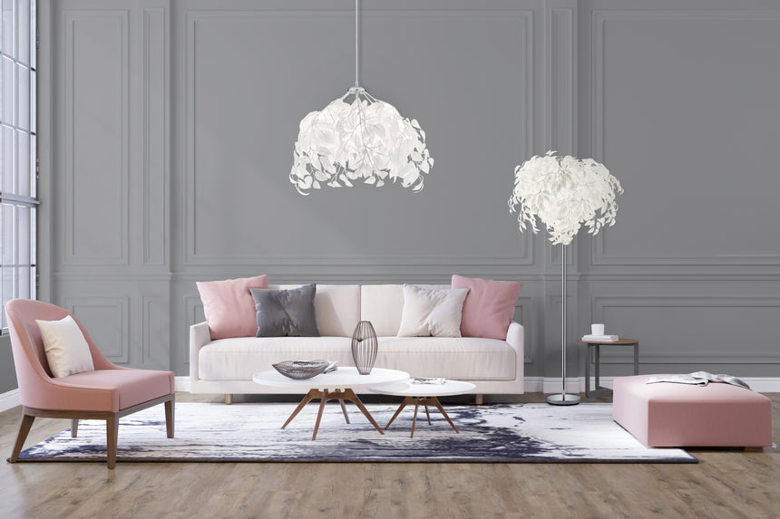 Trio Leavy Lámpara de pie blanco R40463001