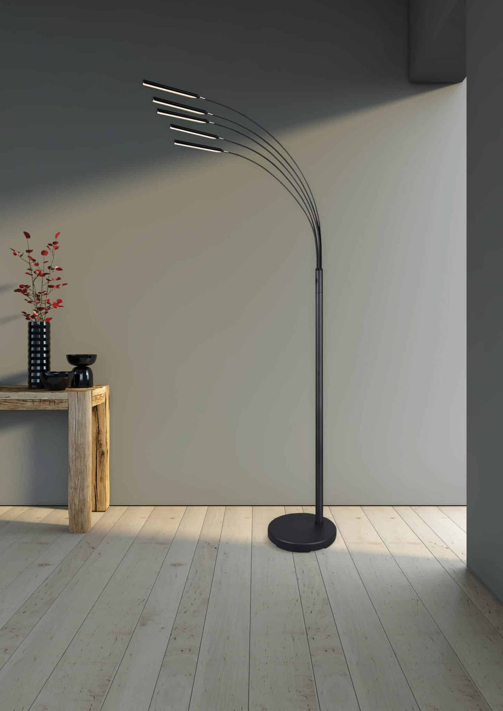 Trio Reed Matte Nickel Metal LED Floor Lamp R41031507