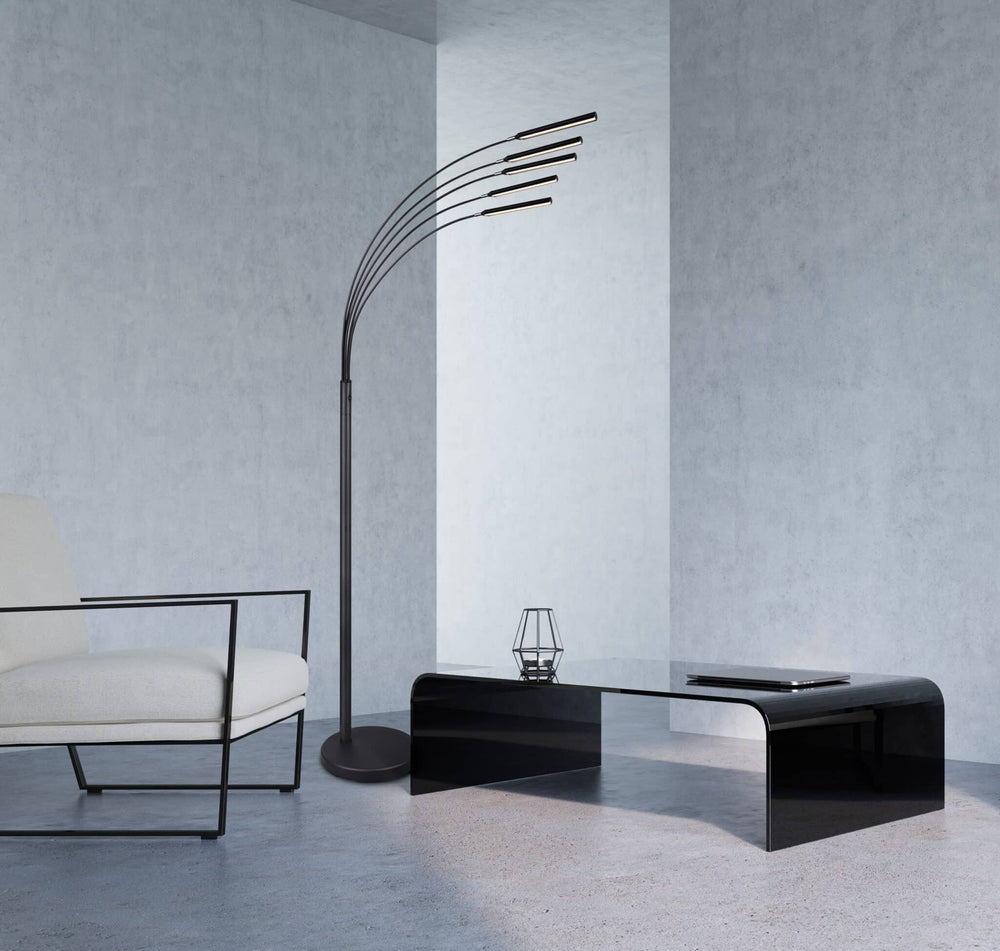 Trio Reed Black Mat Metal LED Floor Lamp R41031532