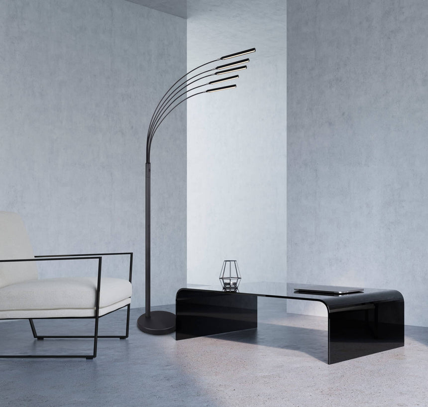 Trio Reed Black Mat Metal LED Floor Lamp R41031532