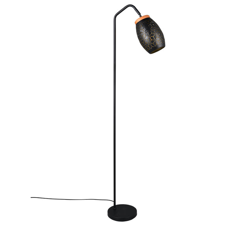 Lámpara de pie Trio Bidar LED negro y dorado 2700K 147cm R41571080