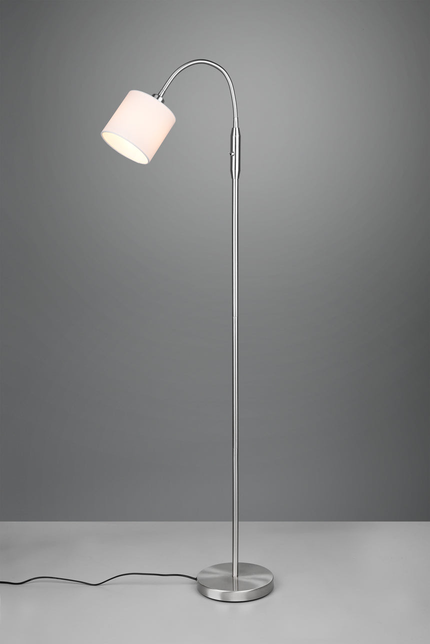 Lámpara de pie Trio Tommy LED níquel mate 2700K 130cm R46331001