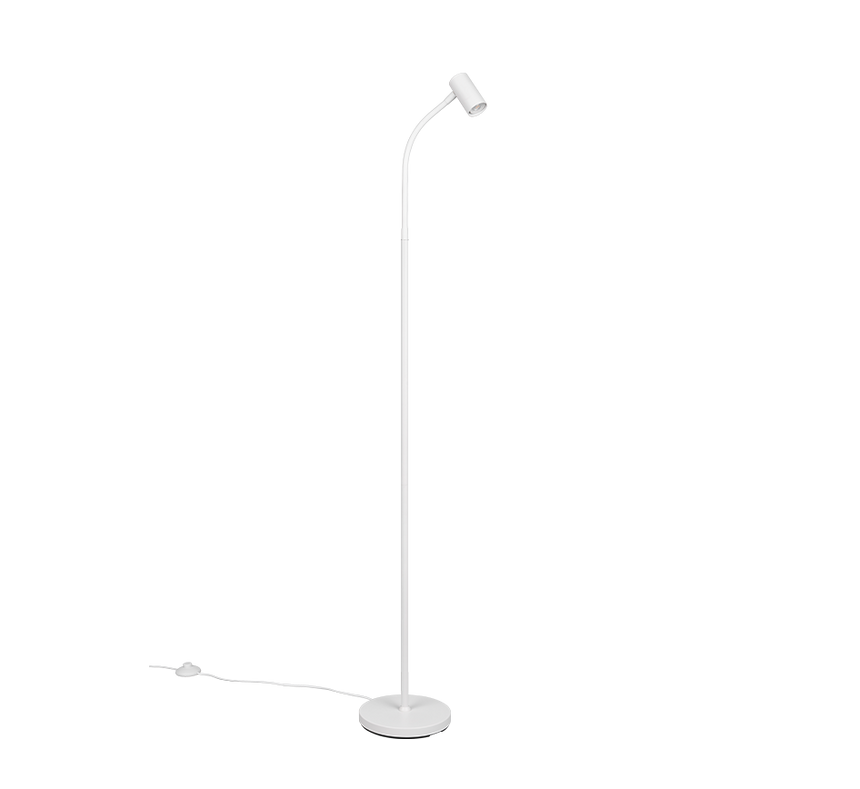 Lámpara de pie Trio Taryn LED blanco mate 2700K 133,5cm R46851031