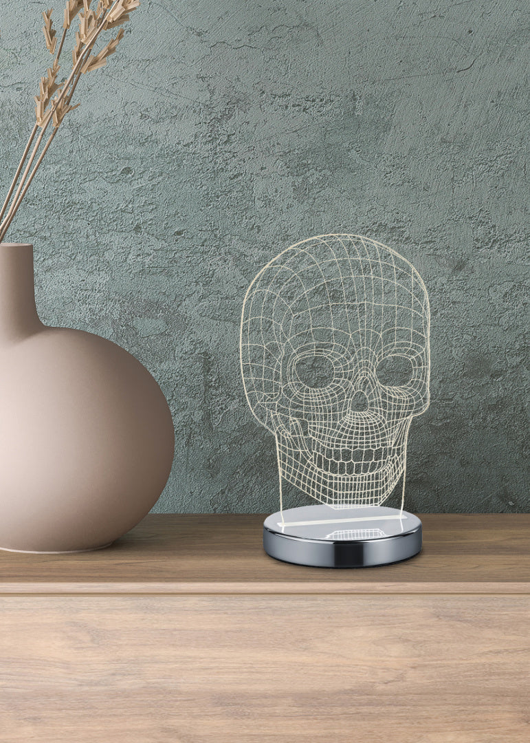 Lámpara de sobremesa Trio Skull LED cromo regulable R52461106