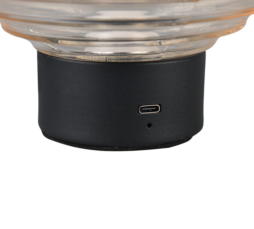 Lámpara de sobremesa Trio Earl LED táctil recargable negro mate y cristal ámbar — ref. R57771113 (4)