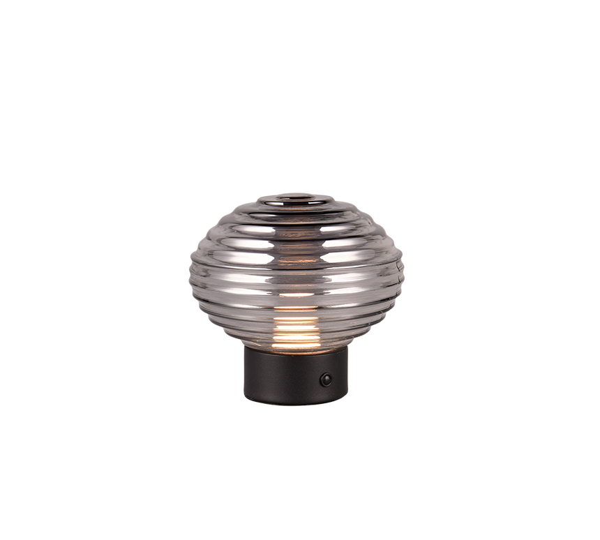 Lámpara de sobremesa Trio Earl LED táctil recargable negro mate y cristal ahumado — ref. R57771154 (2)
