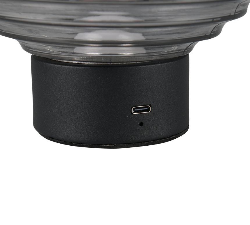 Lámpara de sobremesa Trio Earl LED táctil recargable negro mate y cristal ahumado — ref. R57771154 (4)