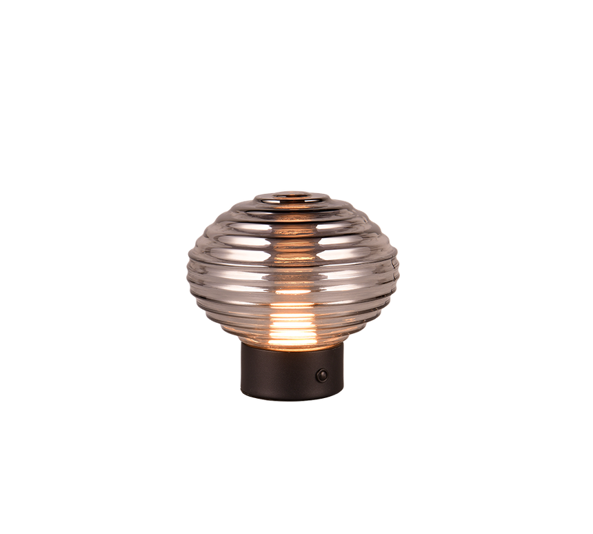 Lámpara de sobremesa Trio Earl LED táctil recargable negro mate y cristal ahumado — ref. R57771154 (1)