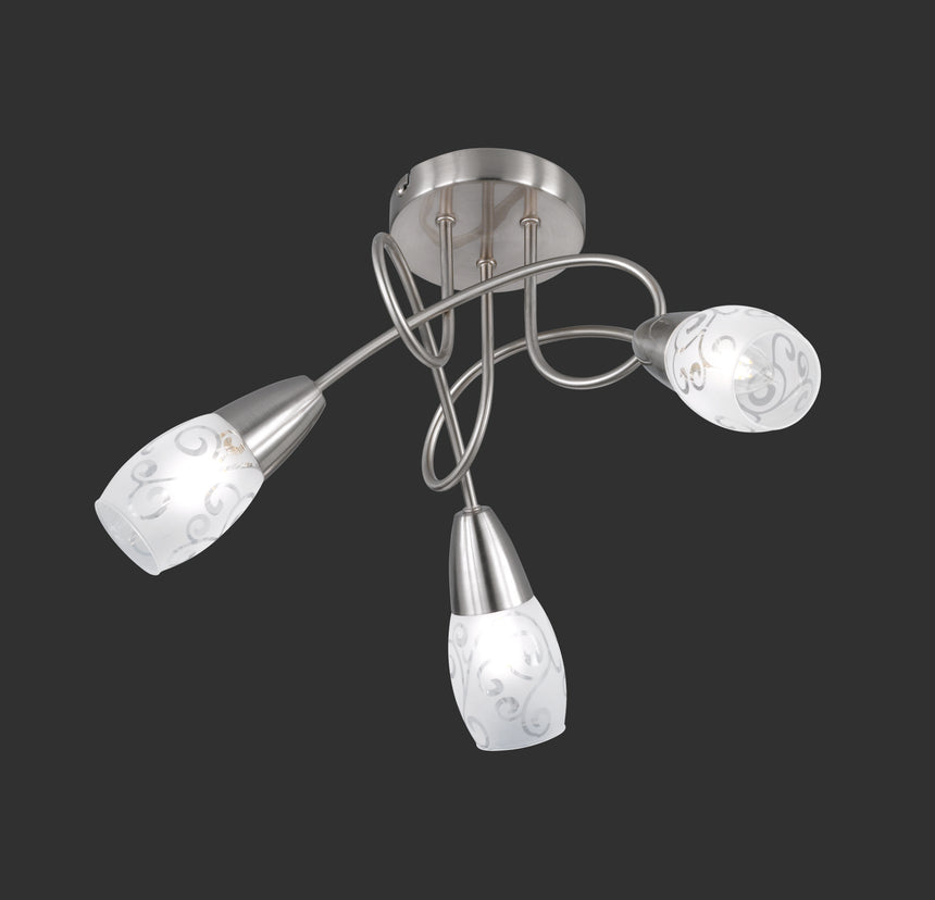 Plafón de techo Trio Colmar LED níquel mate 3000K Ø47cm R60023007