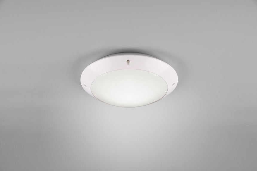 Plafón de techo exterior Trio Camaro LED blanco mate 3000K IP54 Ø26cm R60501031