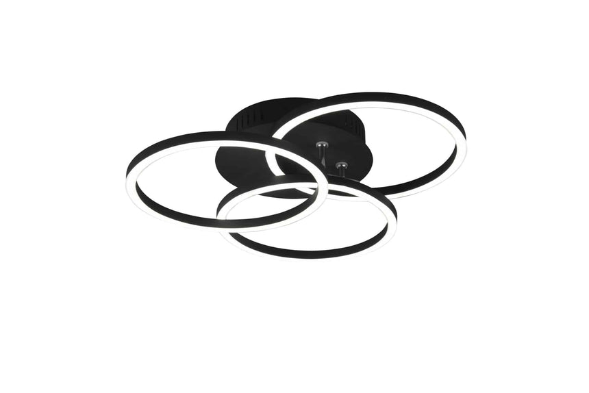 Trio Circle Plafón LED de metal estera negra R62823132