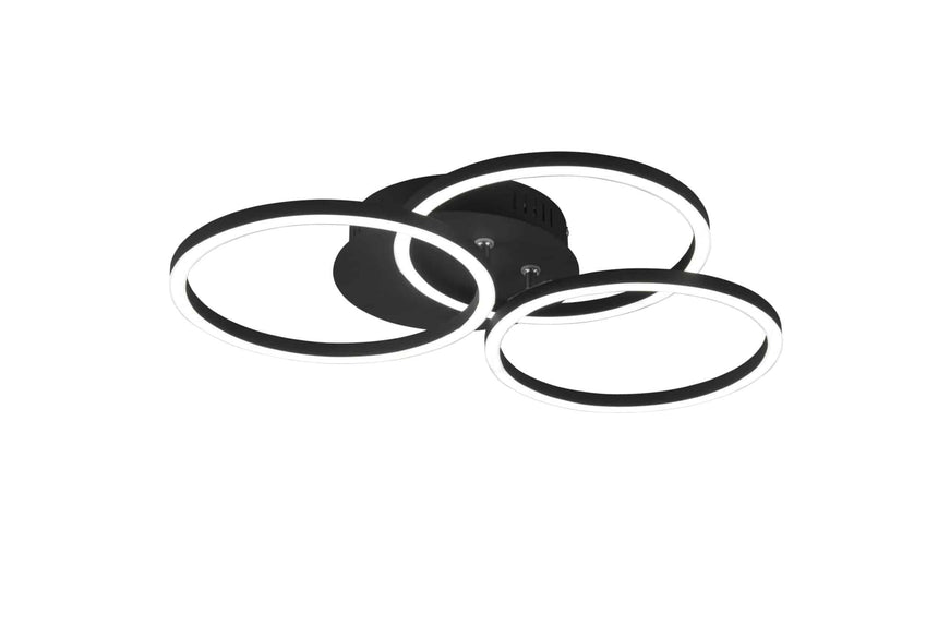 Trio Circle Plafón LED de metal estera negra R62823132