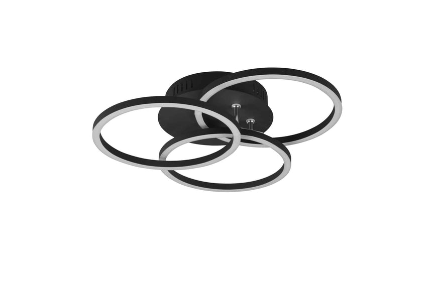 Trio Circle Plafón LED de metal estera negra R62823132