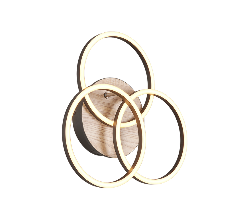 Plafón de techo Trio Circle LED wood imitation CCT 43,5cm R62823135